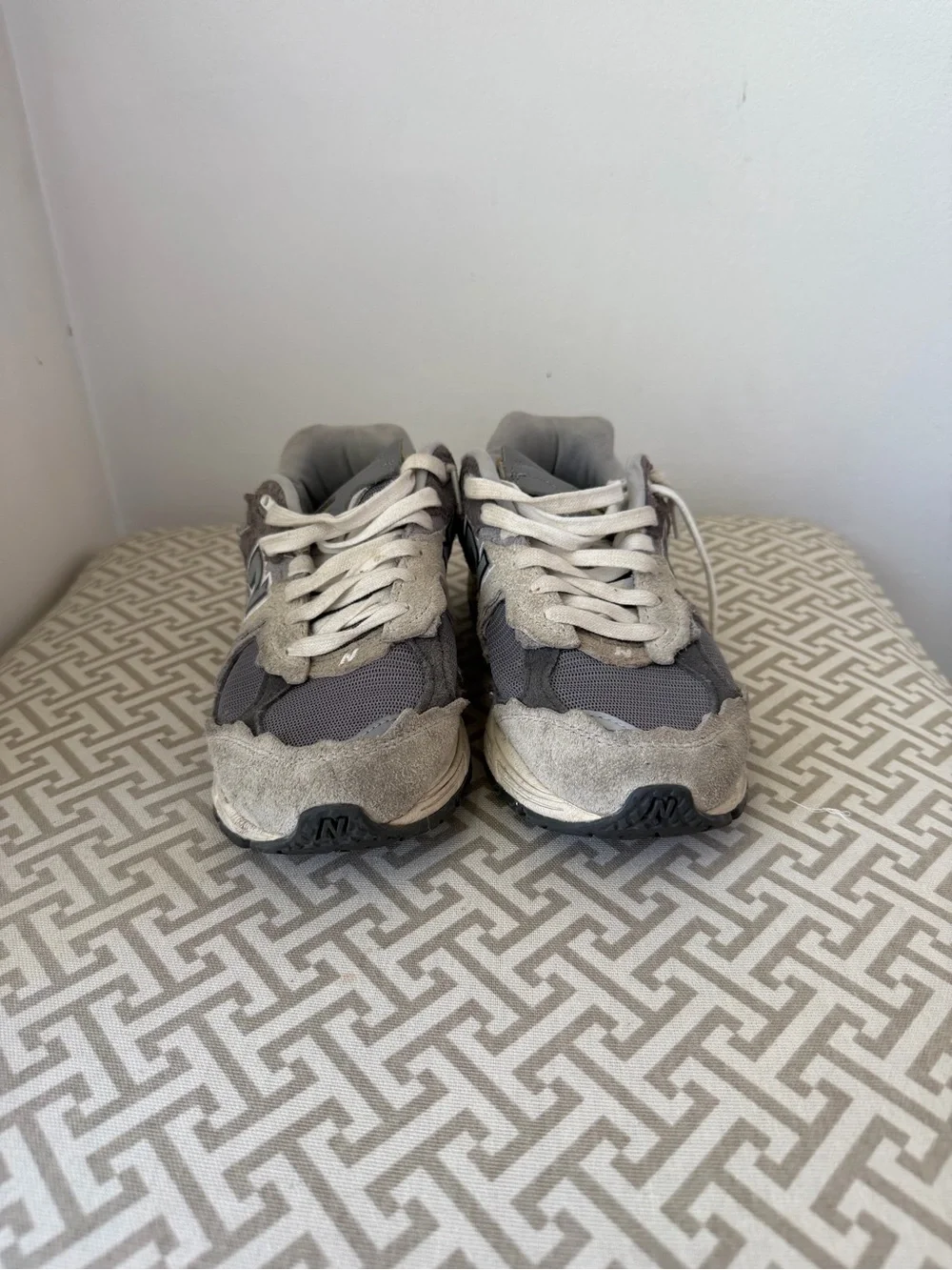 New Balance Men’s Gray and White Athletic Sneakers